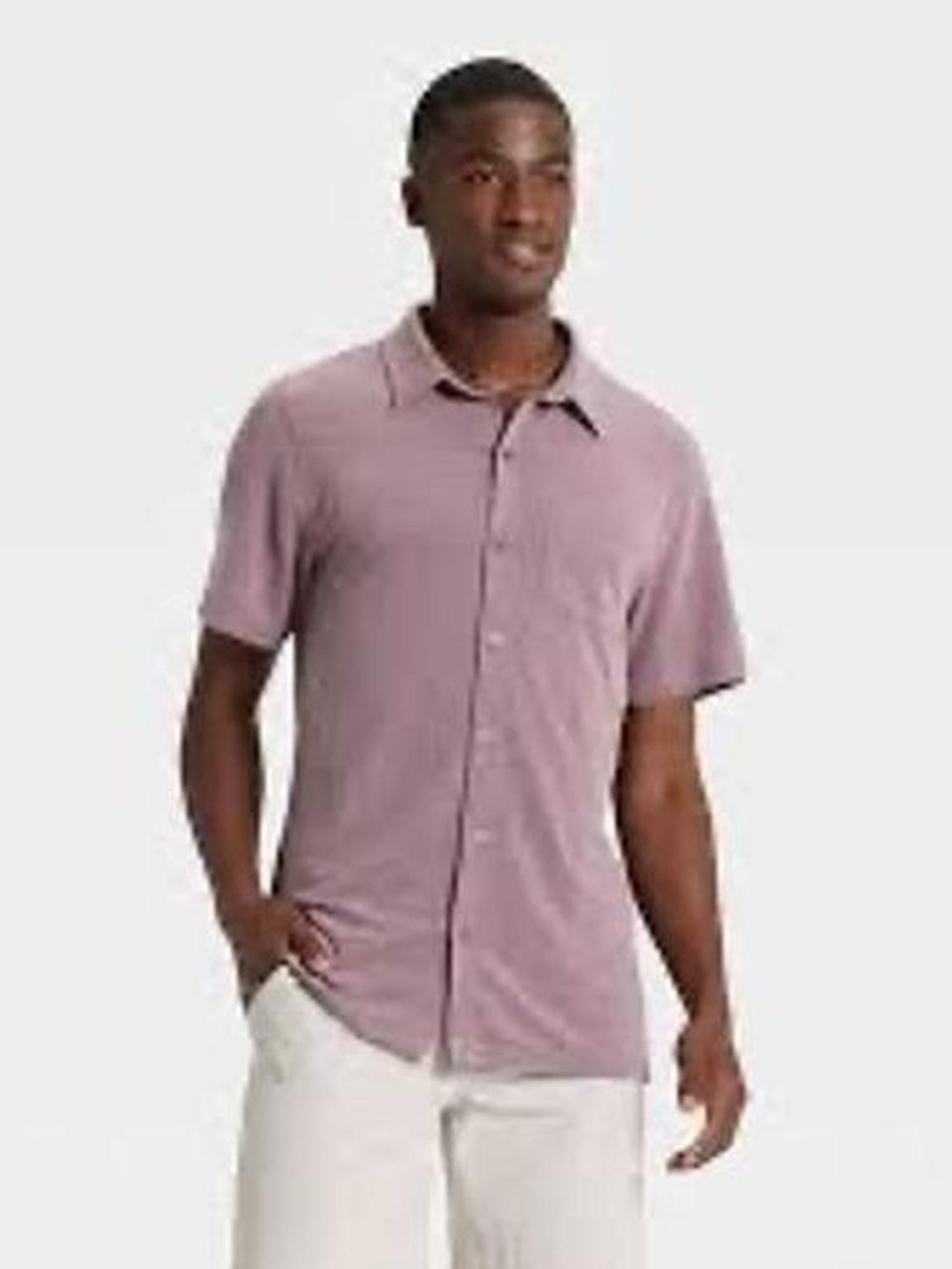 All in Motion Mens Commuter Shirt Mauve Purple Short Sleeve Button Down M NWT
